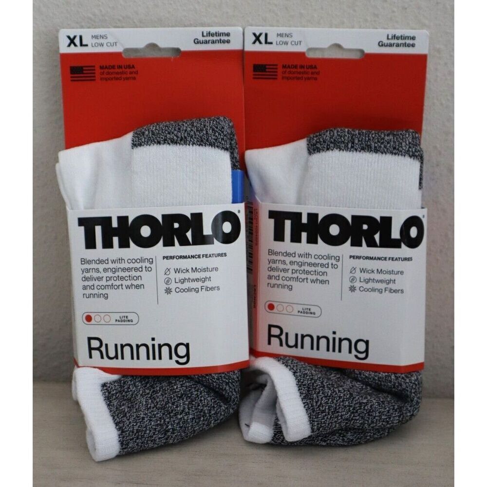 Thorlos LRCM00 Men's Sz XL White Lite Padding Low Cut Running Socks